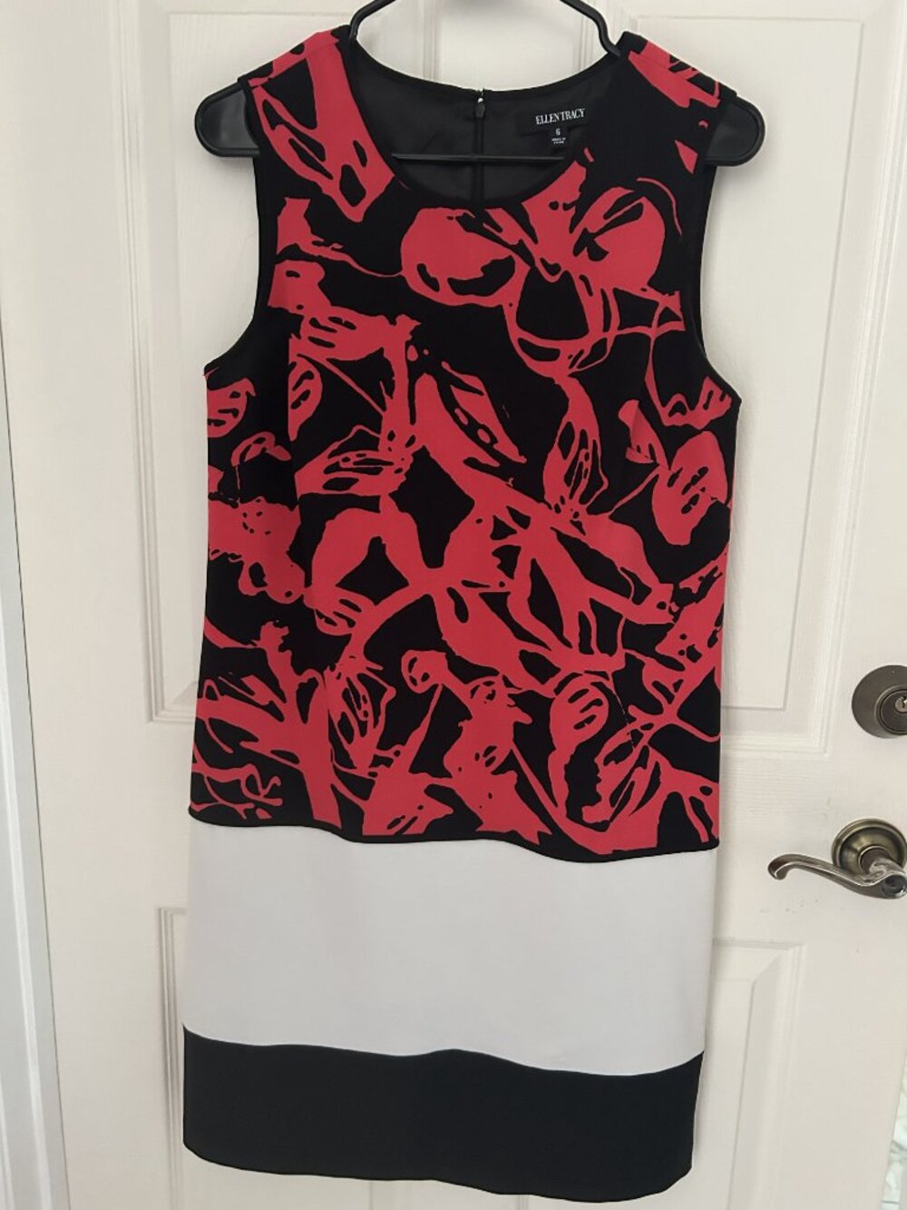 Ellen Tracy Size 6 Classy Dress; Red, White and Black